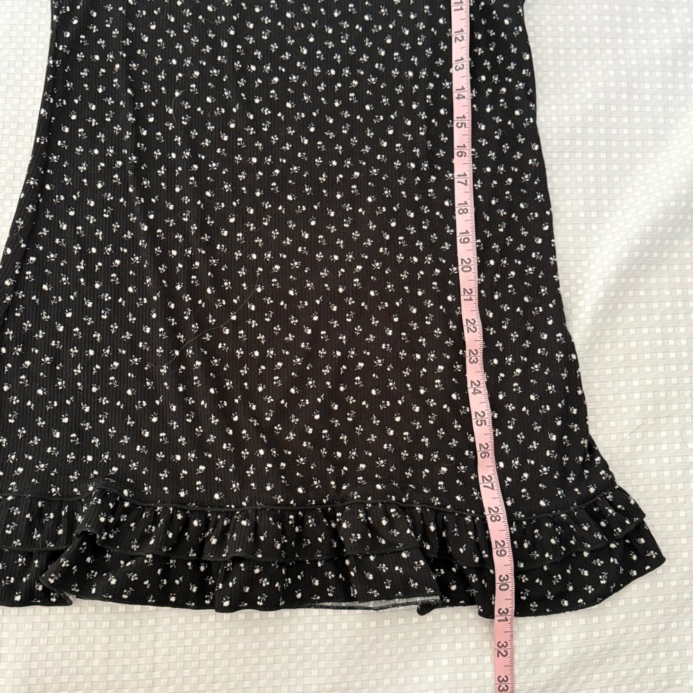 Womens Dark Floral Babydoll Dress Size L Black Coquette Fairy Grunge Y2K - Picture 5 of 6